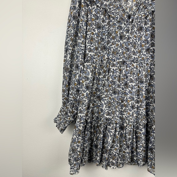 VERONICA BEARD Savile Printed Silk Crepe Floral Ruffle Mini Dress Women’s Sz 8 - Picture 3 of 12